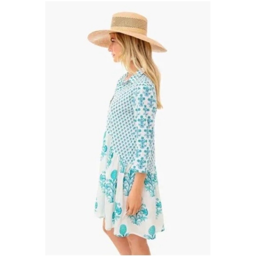 TUKERNUCK RO'S GARDEN SZ M. TURQUOISE DEAUVILLE SHORT DRESS - Picture 3 of 10